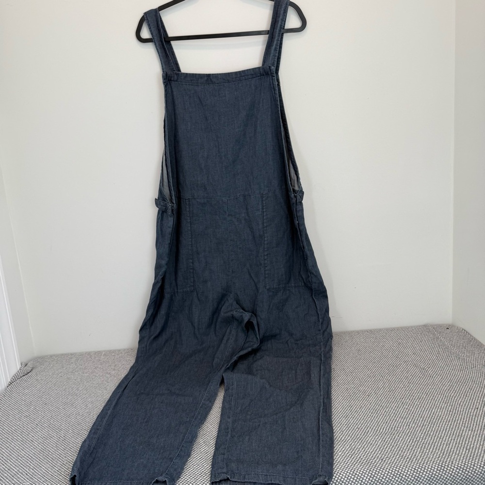 Eileen Fisher Airy Organic Cotton Twill Overalls Denim size XL - Picture 2 of 15